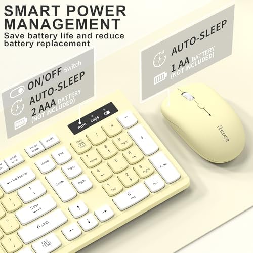 Wireless Keyboard and Mouse Combo Silent for Office and Home(Canary Yellow)