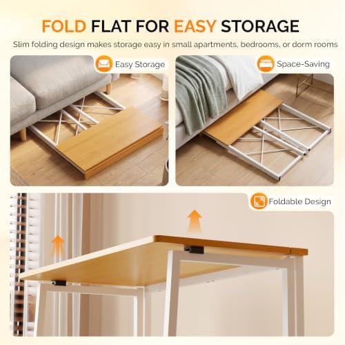 VINGLI 31.5" Folding Desk for Small Spaces, Standing Laptop Desk, Yellow
