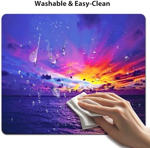 9.5x7.9 Inch Office/Gaming Mouse Pad, Vibrant Purple Ocean Colorful Dramatic Tropical Sunset Seascape, Cute Anti-Slip Mat for Desk Decor