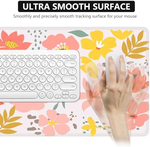 iCasso Desk Matt for Desktop,Cute Desk Pad Mat,Flowers Leaves