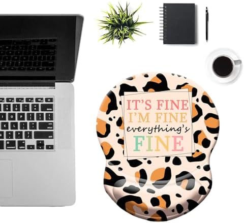 Ergonomic Wrist Support Mouse Pad - Comfortable Computer Mouse Pad with Non-Slip PU Base for Home Office Working Gaming (Everything's Fine)
