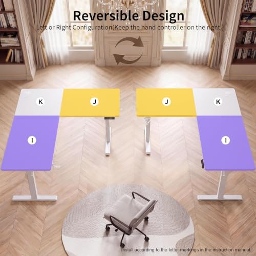 WALKINGDESK 75x61 Inches Reversible L Shaped Standing Desk Height Adjustable with Cup Holder, Electric Corner Computer Workstation for Home Office, Sit Stand up Gaming Desk with Cable Management White