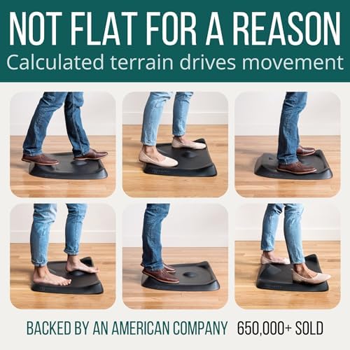 Standing Desk Mat - Topo Mini by Ergodriven | The Smaller Not-Flat Anti-Fatigue Standing Desk Mat with Calculated Terrain | Ultra-Thick Premium Comfort Foam, Durable, No PFAs or PVC | Obsidian Black