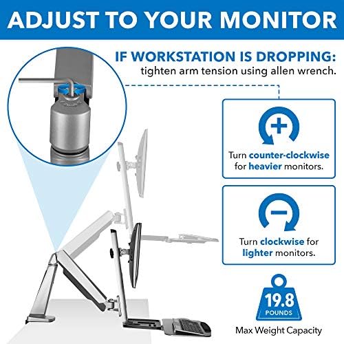 Mount-It! Dual Monitor Arm Desk Mount Sit-Stand Workstation, Clamp Base