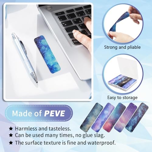 48 Pieces Anxiety Sensory Stickers with Storage Box - Sensory Strips 2 Textured Surface Adhesives Fidget Strips for Office Desk Relieve Adult Stress (Galaxy Style)