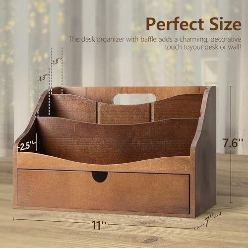Rebee Vision Mail Organizer for Desk with 4-Slot for Home & Office, Brown