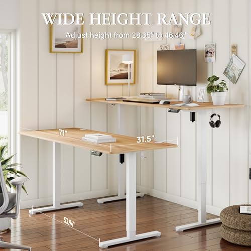 Monomi Large Electric Standing Desk 71“x31.5“ Height Adjustable,Natural