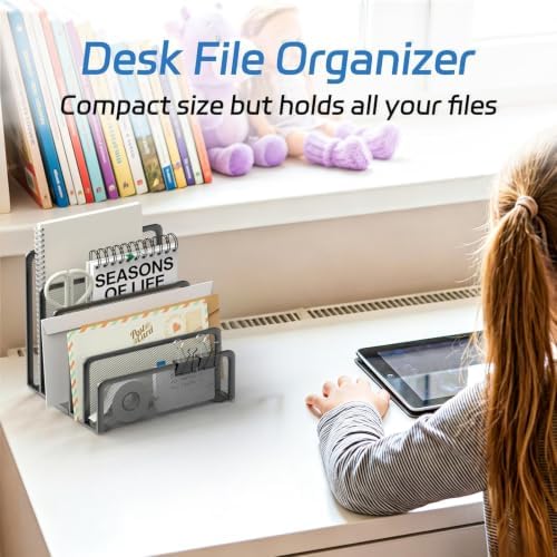 Mail Organizer with 5 Slot Mail Holder for Desk Black