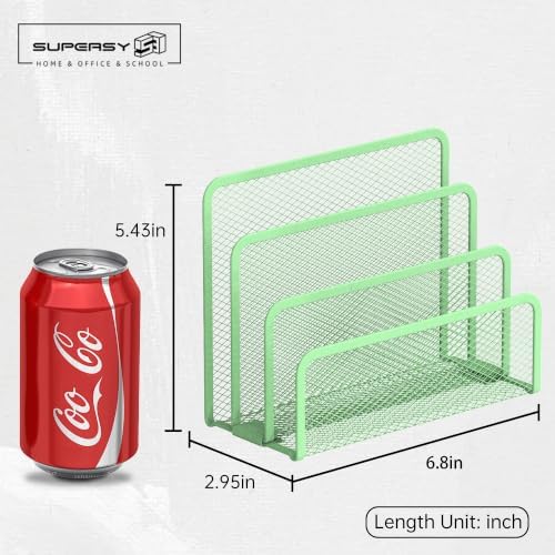 Mail Organizer Countertop for Desk, Mail File Holder with 3-Slot, Green