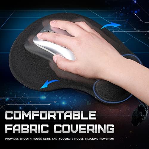Flutesan 9 Pcs Ergonomic Mouse Pad with Wrist Rest Black Mouse Pads Memory Foam Non-Slip Mousepad Comfortable Computer Mousepad with PU Base for Pain Relief Computer Cafe Home Office Desk Accessories