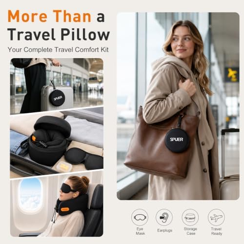 Premium Travel Pillow for Airplanes, Ergonomic Neck Pillow for Long Flights