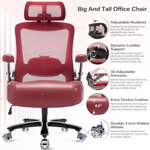 600lbs Big and Tall Office Chair, Heavy Duty Executive Computer Desk Chair
