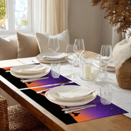 Shrahala Red Christian Christian Set of 8 12 X 18 Inch Linen Placemats, Abstract Christmas Burlap Table Mat Washable Double Layered Heat Insulation for Indoor/Outdoor