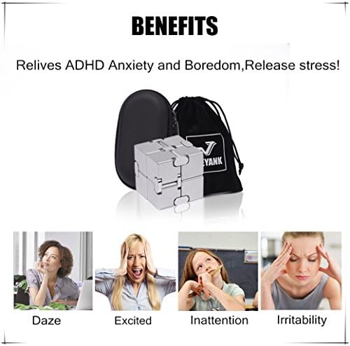JOEYANK Fidget Cube Metal Infinity Cube for Stress and Anxiety Relief/ADHD