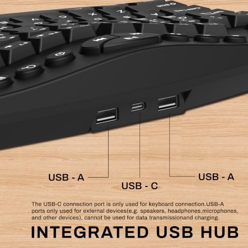Ergonomic Wired Keyboard with Wrist Rest,9 Independent Shortcut Keys