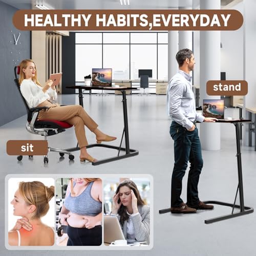 Adjustable Treadmill Walking Pad Desk, for Bike/Cycling Trainer, Workstation Standing Desk, Trainer Stand Table for Indoor, Treadmill Attachment-Exercise While Working or Watching TV, Black