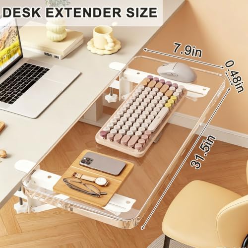 Acrylic Desktop Extension Board,No Drill Clamp-On Desktop Extension Shelf