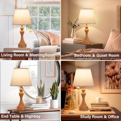 Touch Lamps for Nightstand, 3 Way Dimmable Bedside Lamps with USB C+A Ports