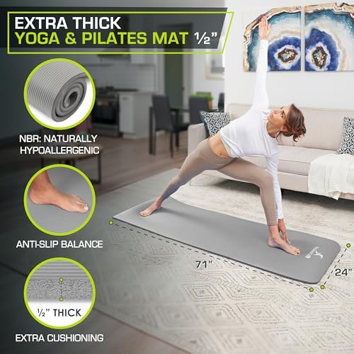 ProsourceFit Extra Thick Yoga and Pilates Mat, 71-inch Long High Density Exercise Mat with Comfort Foam and Carrying Strap