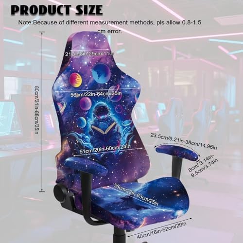 Gaming Chair Seat Cover Spaceman Galaxy Stretch Removable Washable Computer Reclining Gaming Chair Protector Slipcovers with Armrest Cover