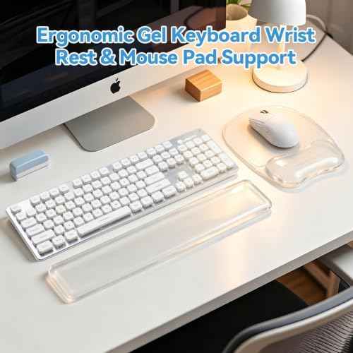 Gel Wrist Rest for Keyboard,Clear Keyboard Wrist Rest and Gel Mouse Pad Set