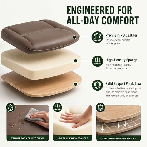 MALOL Leather Office Chair with Adjustable Lumbar Support Set of 2, Brown
