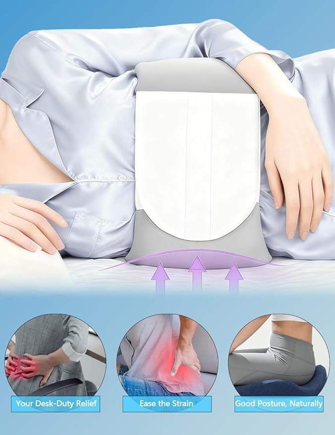 360°Lumbar Support Pillow for Sleeping，Adjustable Lumbar Pillow for Bed with Breathable Ice Silk Cotton，Relief Lower Back & Sciatic Nerve Pain for Side/Back Sleepers