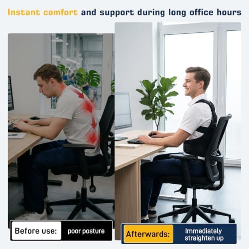 Adjustable Posture Corrector Back Brace for Men Women, Upgraded Flexible Full Back Support Brace, Breathable Invisible Back Straightener for Posture Improving and Pain Relief,Neck,Shoulder,Waist Pain (M)
