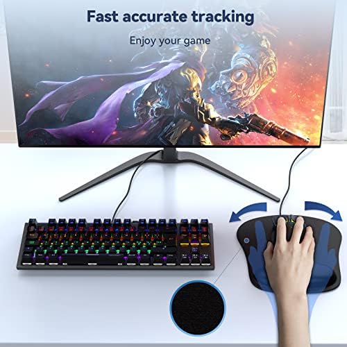 TECKNET 2 Pack Gaming Ergonomic Mouse Pad with Wrist Support Black