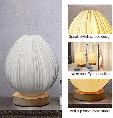 Lotus Small Table Lamp, Vintage Pleated Night Light for Bedside & Decor