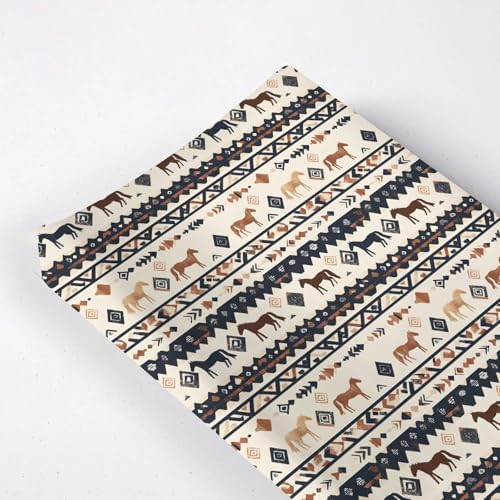 Native American Tribal Horses Geometric Pattern Baby Changing Pad Cover, Unisex Western Nursery Diaper Changing Table Pad Mat Sheet for Boys Girls-16x32