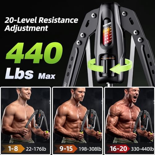 EAST MOUNT Twister Arm Exerciser, Adjustable Hydraulic Resistance 22–440 lbs, Arm Chest & Shoulder Strength Trainer for Home Workouts, Upper Body Muscle Builder, Fitness Training Equipment