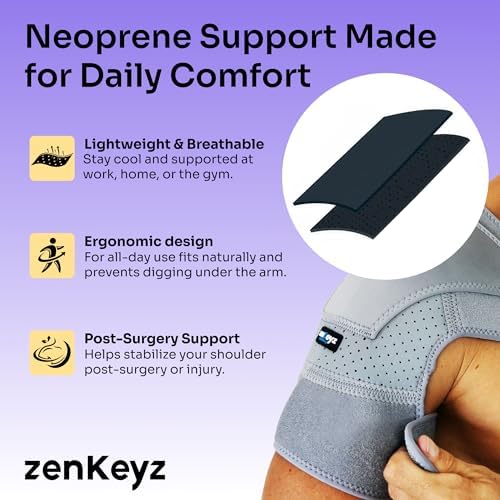ZENKEYZ Shoulder Brace - L/XL, Chest 35-47in, Gray Neoprene