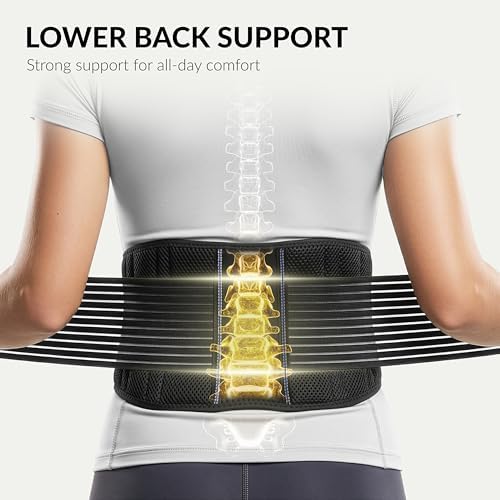 BraceUP Back Support Belt for Men and Women - Breathable Waist Lumbar Lower Back Brace for Sciatica, Herniated Disc, Back Pain Relief, with Dual Adjustable Straps (S/M 28-35 In)