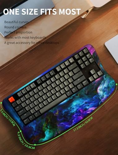 Ergonomic Wave Wrist Rest with Keyboard Stand, Cushioned Palm Rest, Comfortable Integrated Memory Foam for Natural Typing and Relieve Wrist Pain, Nebula
