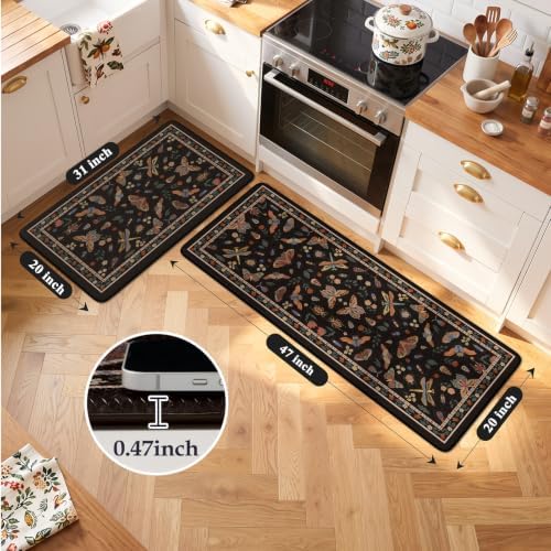 LEEVAN Anti Fatigue Kitchen Mats for Floor, Cushioned Kitchen Mat Set 2PCS