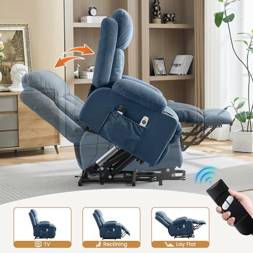 MAHOMICO Power Lift Recliner Chair for Elderly with Vibration Massage and Lumbar Heating Oversized Single Sofa with Cup Holder and USB Charge Port for Living Room