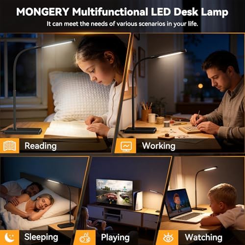 LED Desk Lamp, Eye-Caring Table Lights for Home Office