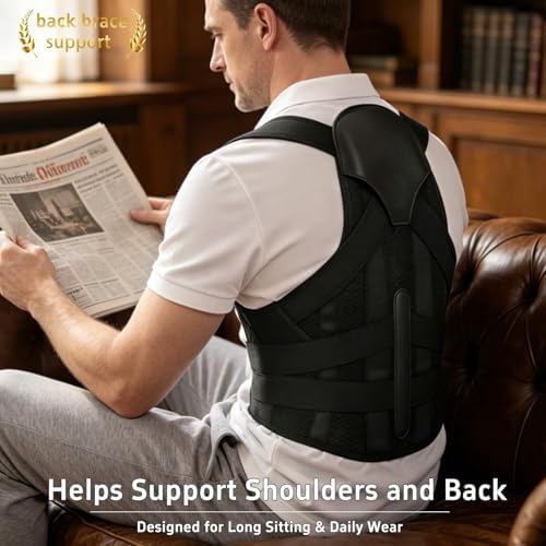 Posture Corrector for Women and Men Back Brace Shoulder Straightener Adjustable Straps Hunchback Support Upright Instant Upper Correction Trainer Straight Fixer Under Clothes (Black, XX-Large)
