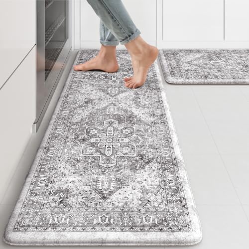 KIMODE Anti Fatigue Kitchen Mats, 2 PCS Cushioned Kitchen Rugs and Mats