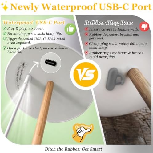 Shower Lamp Rechargeable Waterproof Lamp, Cordless Table Lamp for Bathroom