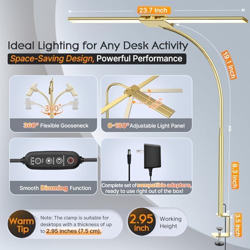Syrinx LED Desk Lamp for Office Home, Dual Head Eye-Care Architect Lamp