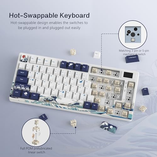 Womier SK80 75% Keyboard with Color Multimedia Display Gaming Keyboard