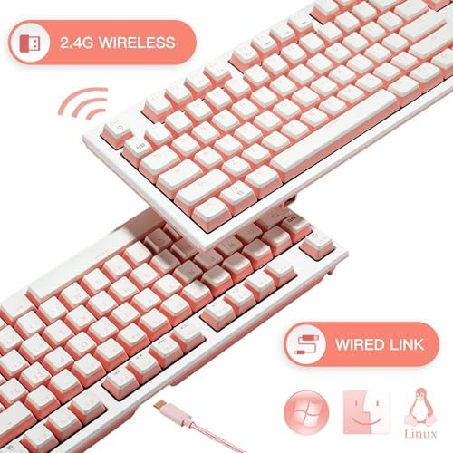 Hexgears X5 Wireless Mechanical Keyboard Full Size 108 Keys- Pink