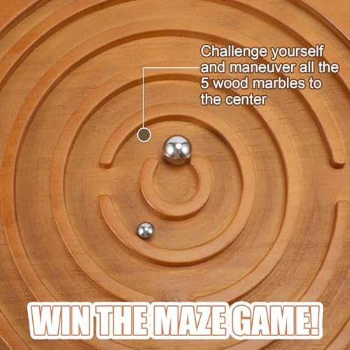 Jellyarch Maze Balance Board with 2 Bead Wobble Wood Board for Leg Workout