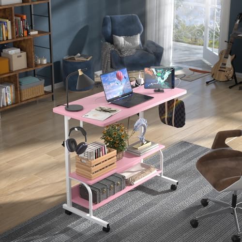 Armocity 32" Rolling Standing Desk with Charging Station for Couch Bed