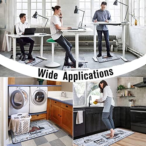 Carvapet Anti-Fatigue Kitchen Floor Mats 2 Piece Set - Cushioned PVC Ergonomic Kitchen Rugs and Mats, Waterproof Stain-Resistant Non-Skid Comfort Mat for Sink Laundry Office, 17"x27"+17"x47"