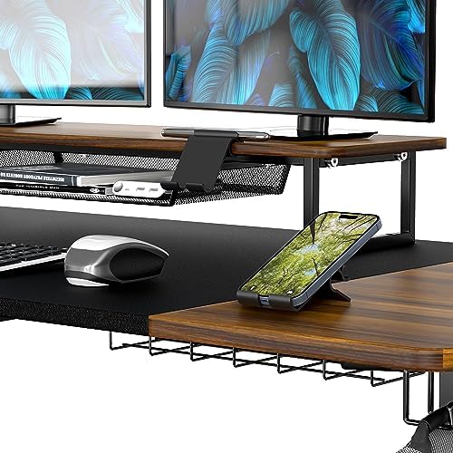 SHW 62-Inch Electric Height Adjustable Standing Desk, Walnut