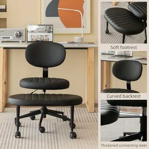 Cross Legged Office Chair, Swivel Meditation Desk Chair with Back Support