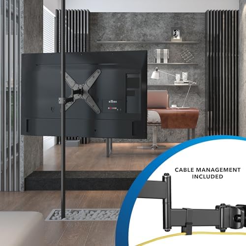 Mount-It! TV Pole Mount, Full Motion Universal TV Bracket, VESA 75x75 to 400x400, Fits TVs and Monitors 32" - 55", Clamp Fits Poles from 1.1" to 1.96", Extendable Arm, for POS, Trade Shows, Gazebo